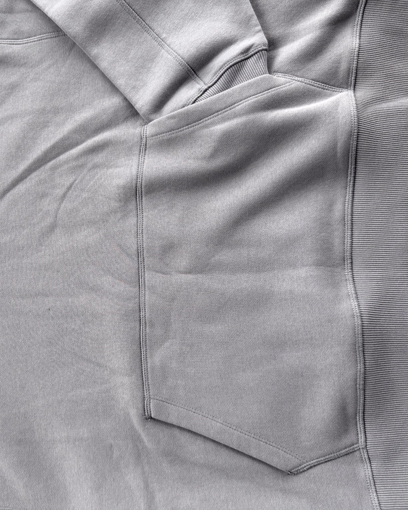 Brooklyn Classic pullover hoodie in Grey, close-up of the pocket