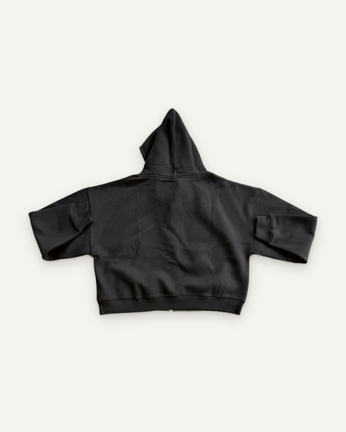 Oversized Crop Zip hoodie in Black, back