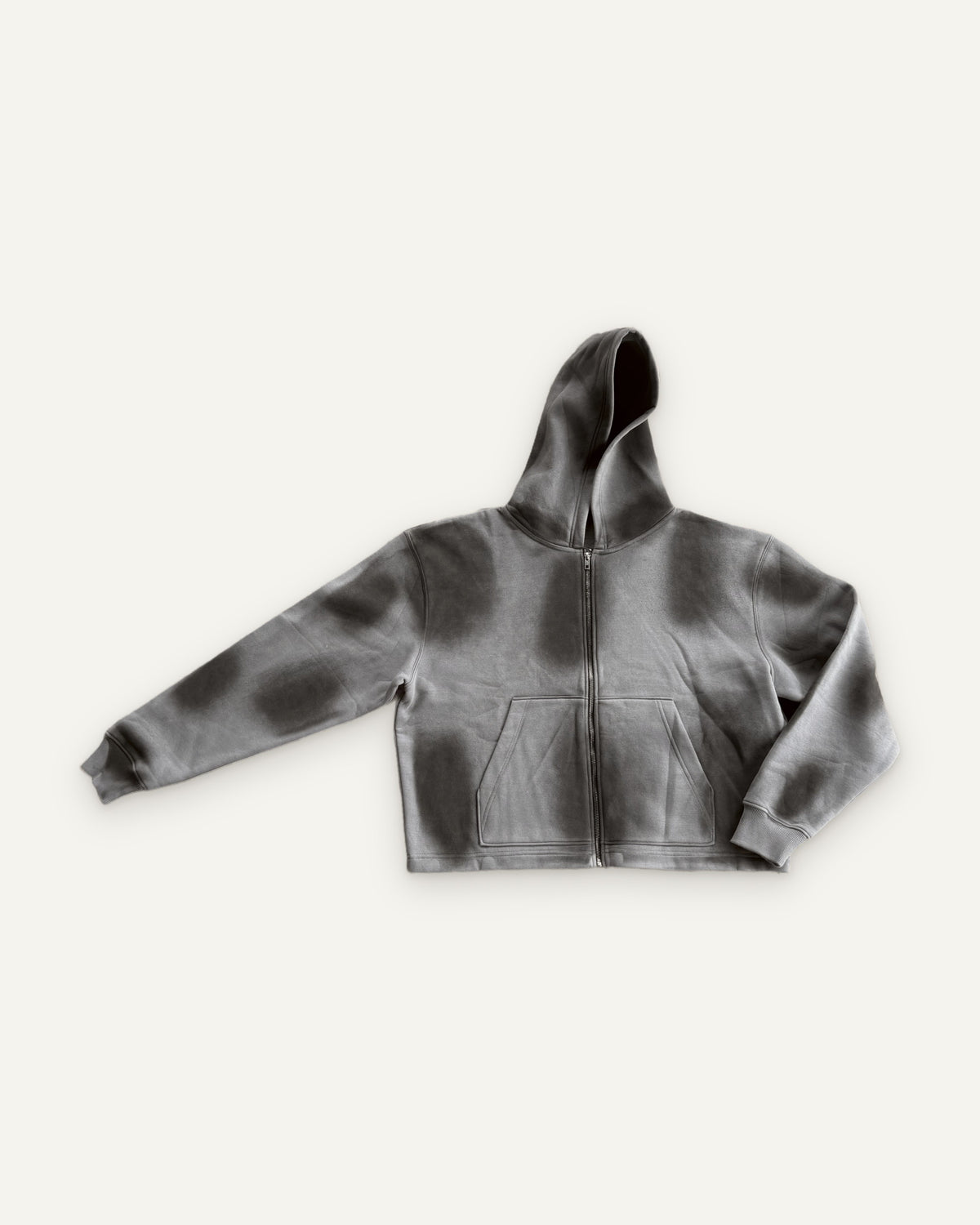 Uptown Crop cropped zip-up hoodie in Washed Grey, front